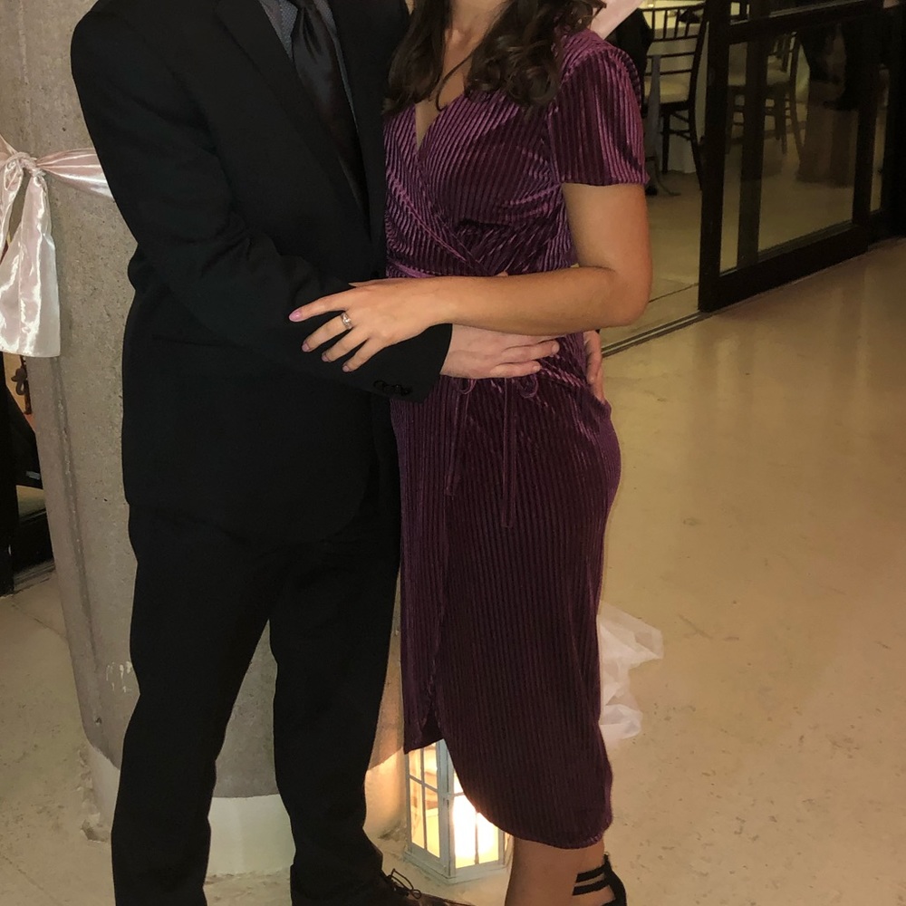 Maroon velvet wrap dress